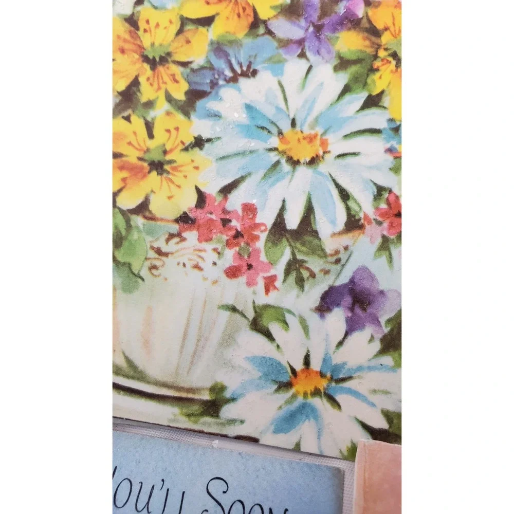 6 Old Vintage Used Get Well Greeting‎ Card Fronts Crafts Flowers Clock Bluebird